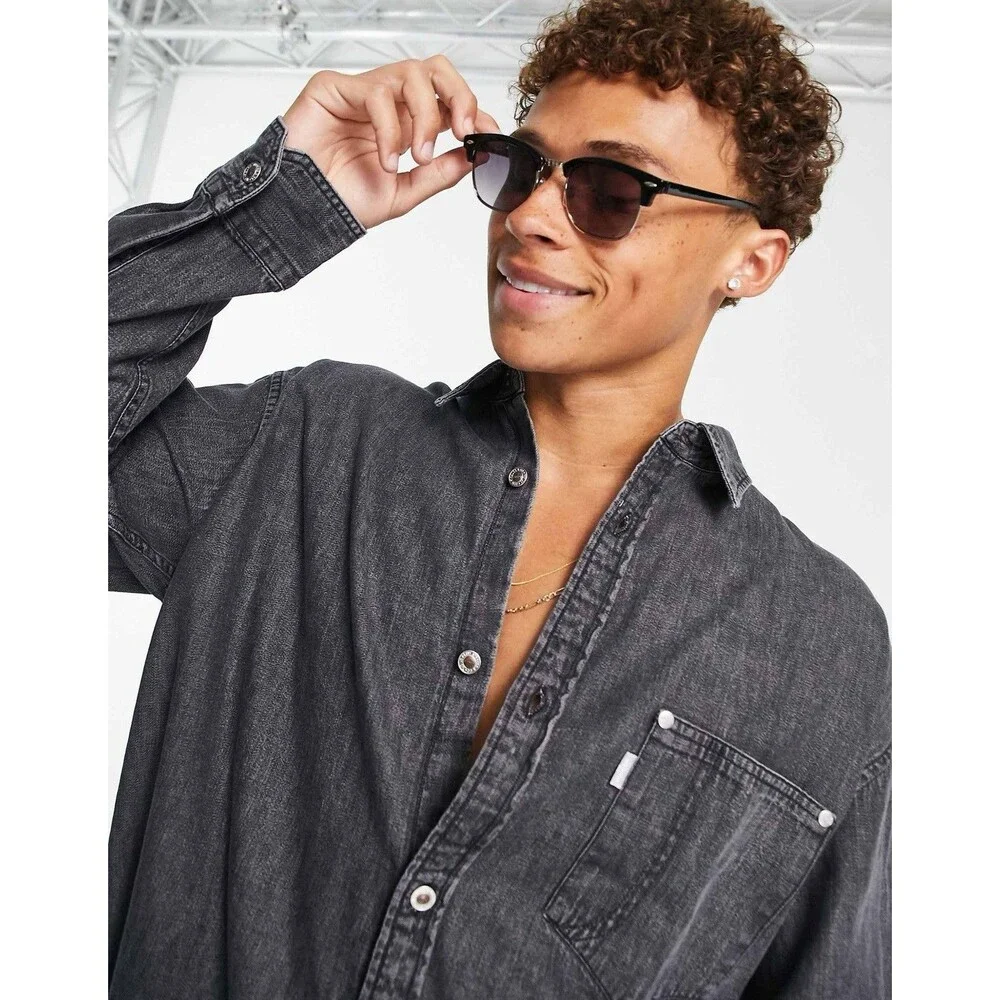 Levi’s SilverTab Oversized Denim Utility Shirt Black Wash Gray 90s Y2K NWT XL